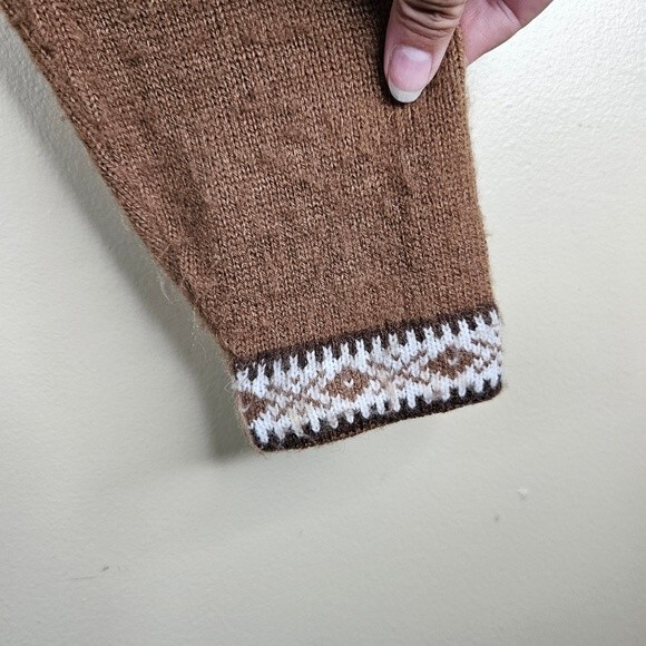 Mens Little Llamas Hooded Alpaca Wool Knitted Jacket Hoodie Sweater medium - Picture 4 of 7